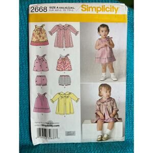 Simplicity Sewing pattern 2668 baby dress top shorts